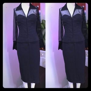 Sue Wong gorgeous pinstriped dress